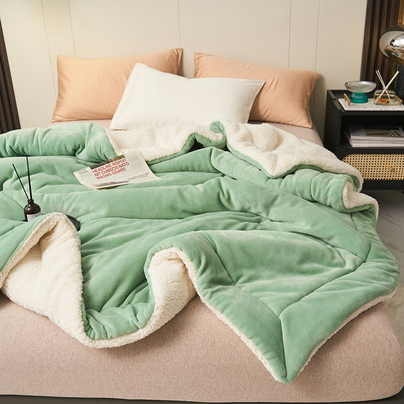 Cozy Sherpa Flannel Throw Blanket