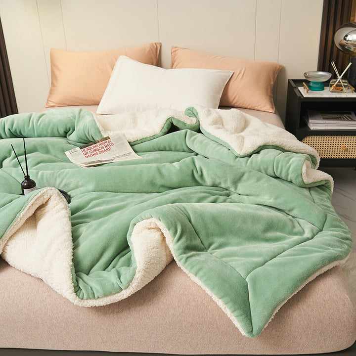 Cozy Sherpa Flannel Throw Blanket