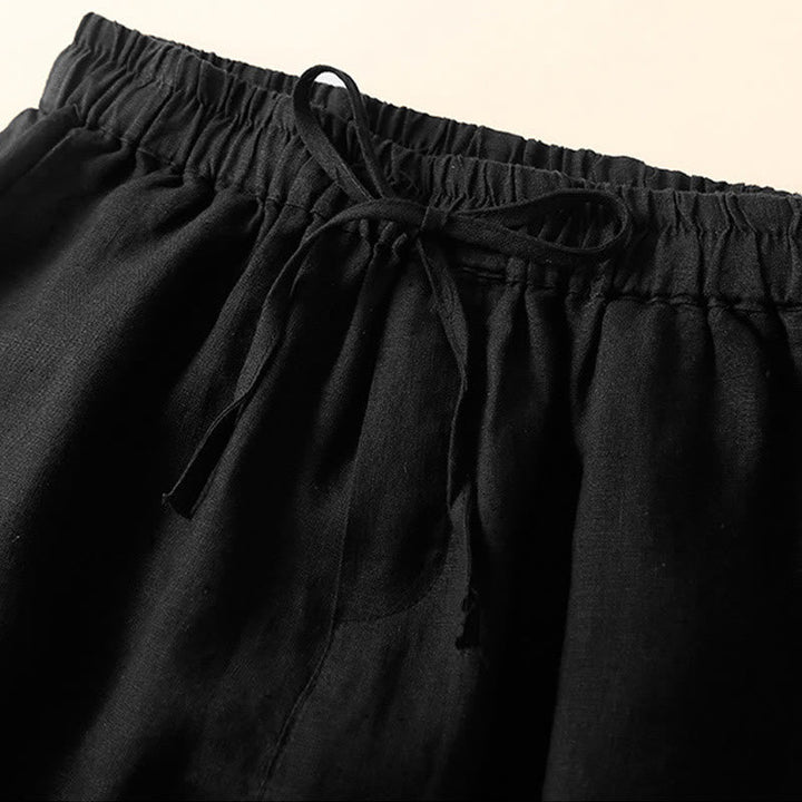 Relaxed Drawstring Shorts with Elegant Lace-Trimmed Hem