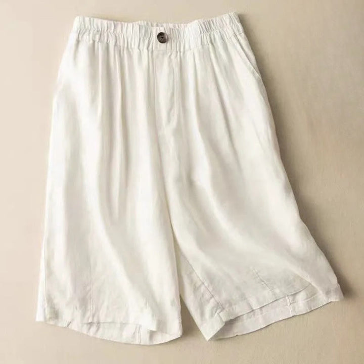 Relaxed Wide-Leg Knee-Length Shorts with Pleated Front