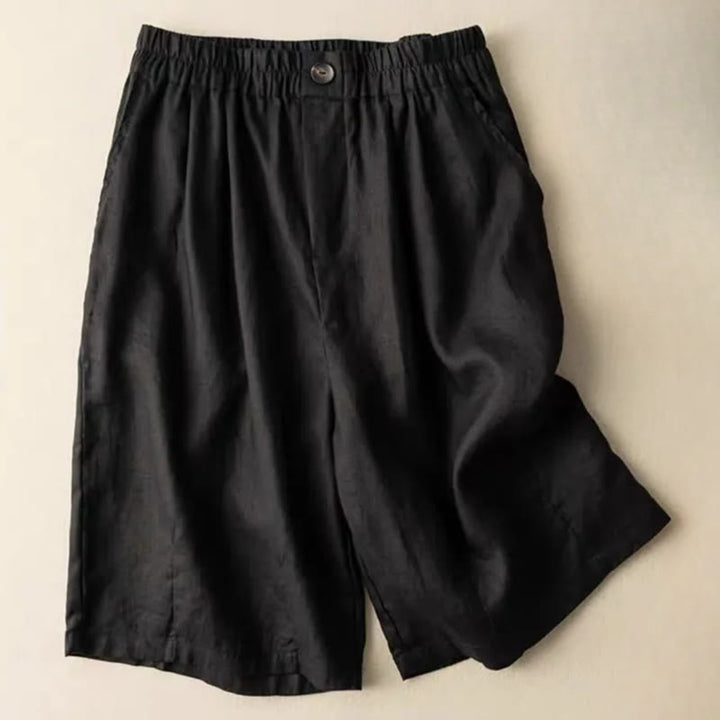 Relaxed Wide-Leg Knee-Length Shorts with Pleated Front