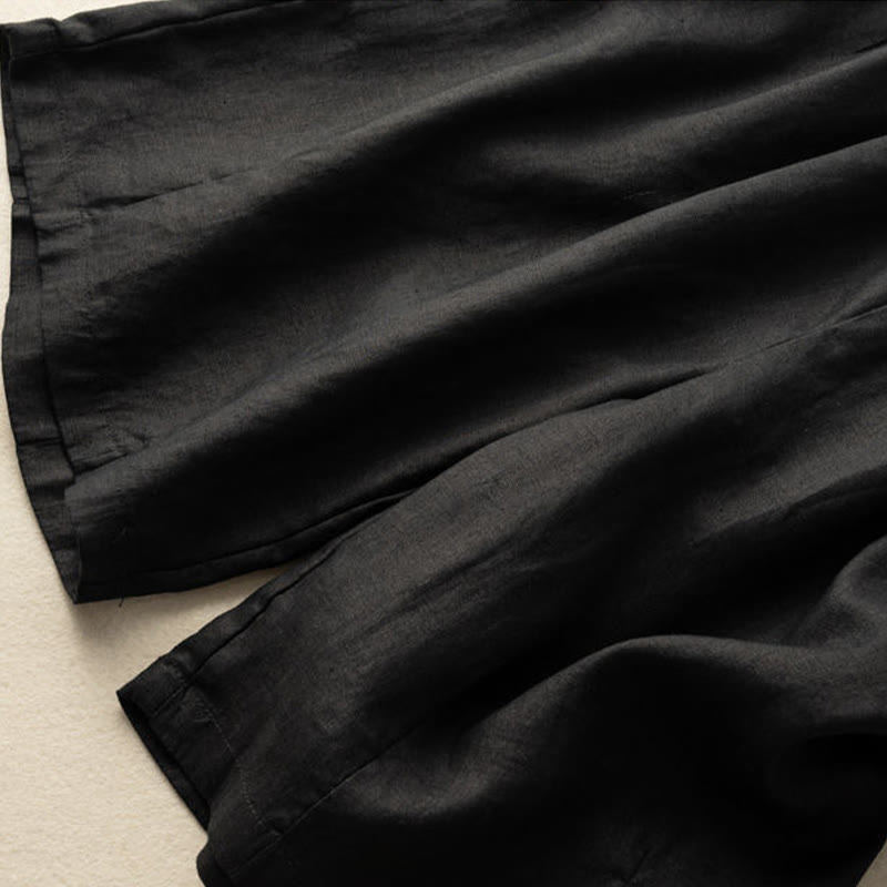 Relaxed Wide-Leg Knee-Length Shorts with Pleated Front