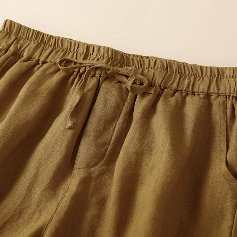 Relaxed Drawstring Shorts with Elegant Lace-Trimmed Hem
