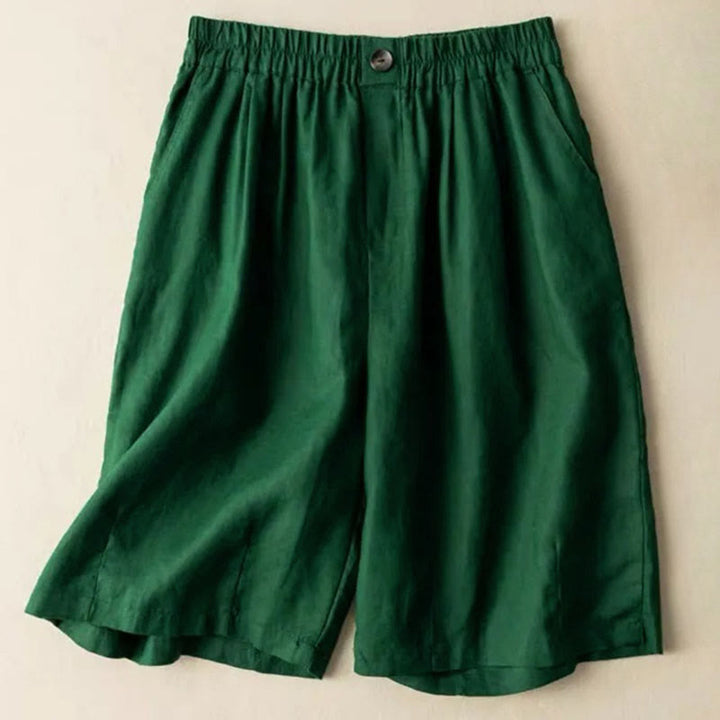 Relaxed Wide-Leg Knee-Length Shorts with Pleated Front