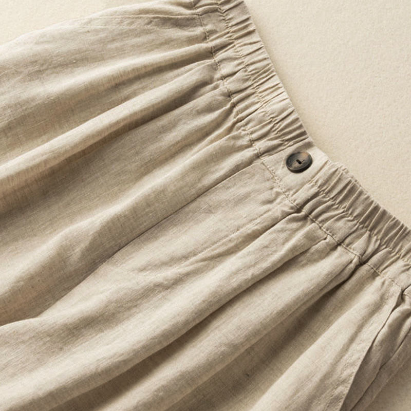 Relaxed Wide-Leg Knee-Length Shorts with Pleated Front