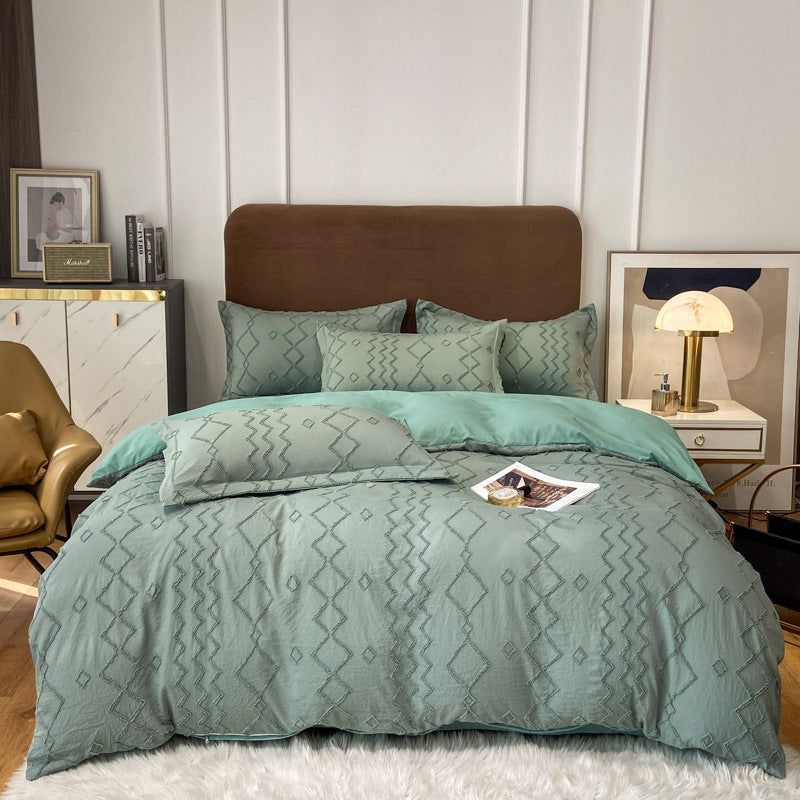 Contemporary Tufted Cotton Bedding Set