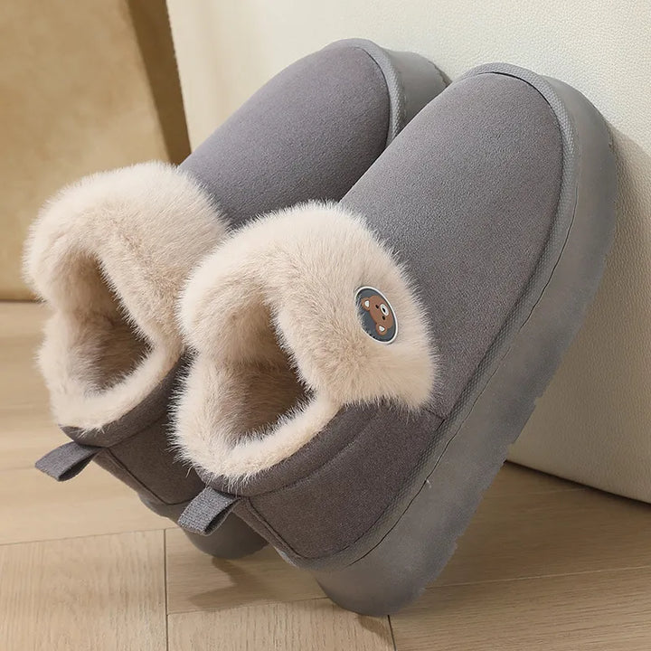 Ivy Slipper Boots | Fur Trim Button Detail Slipper Boots
