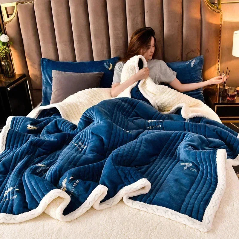 Cozy Floral Sherpa Throw Blanket