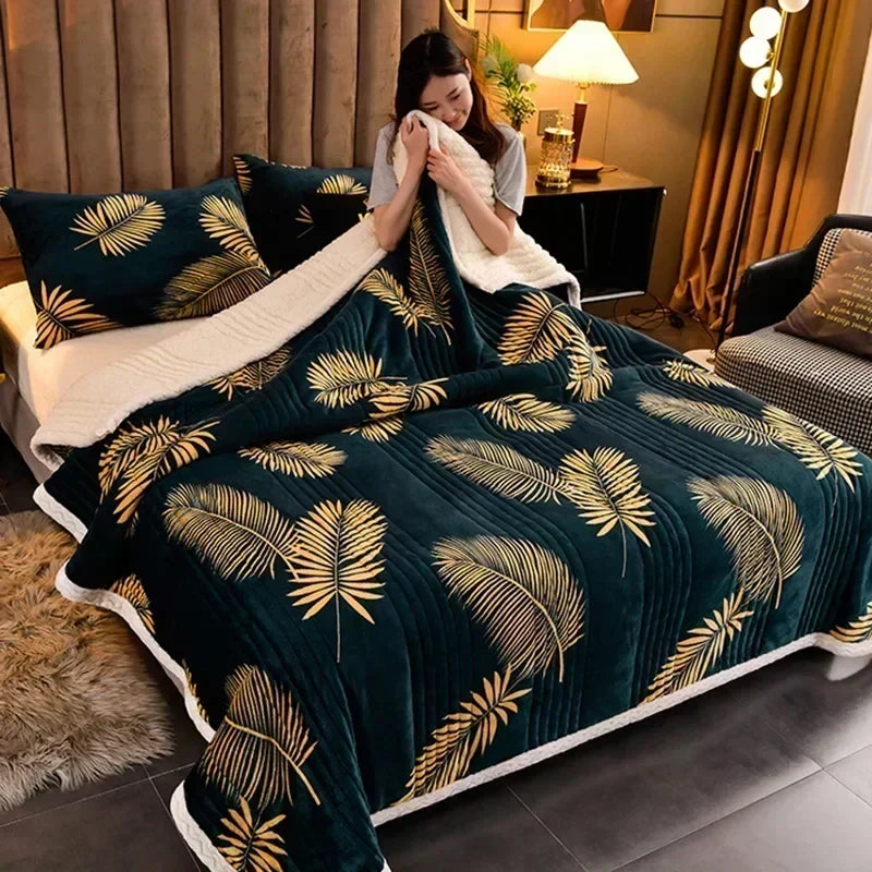 Cozy Floral Sherpa Throw Blanket