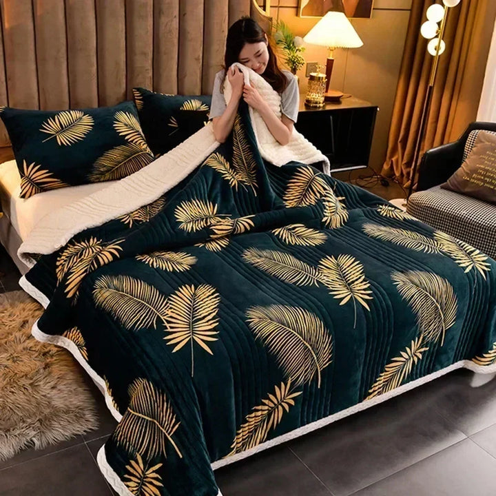 Cozy Floral Sherpa Throw Blanket