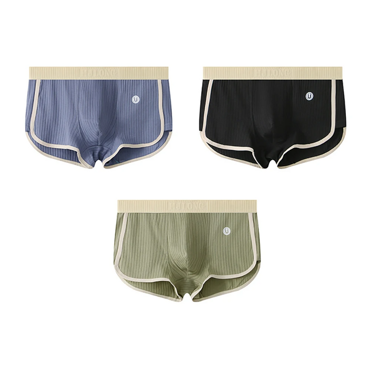 James Fitted Boxer Briefs Three-Piece Set | Ribbed Contrast Trim Men’s Boxer Briefs