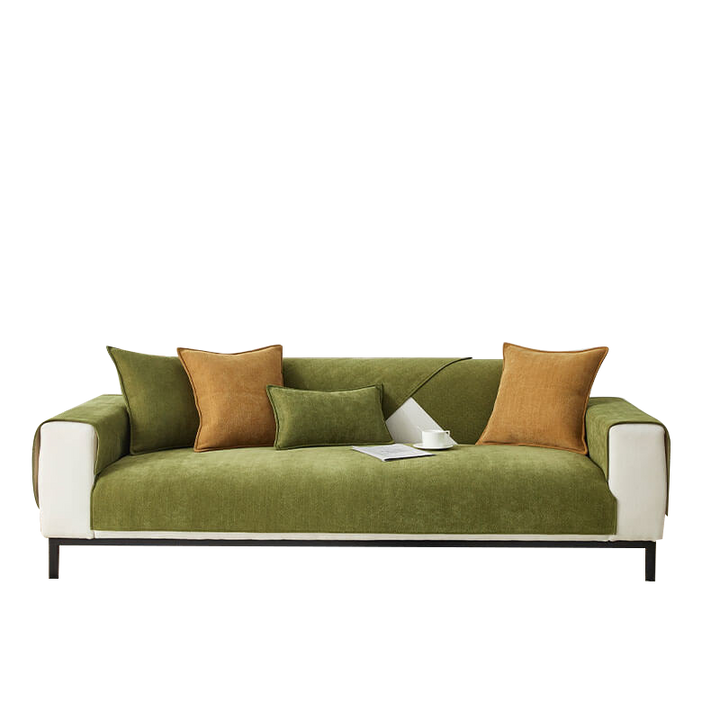 Contemporary Chenille Couch Cover With Herringbone Pattern