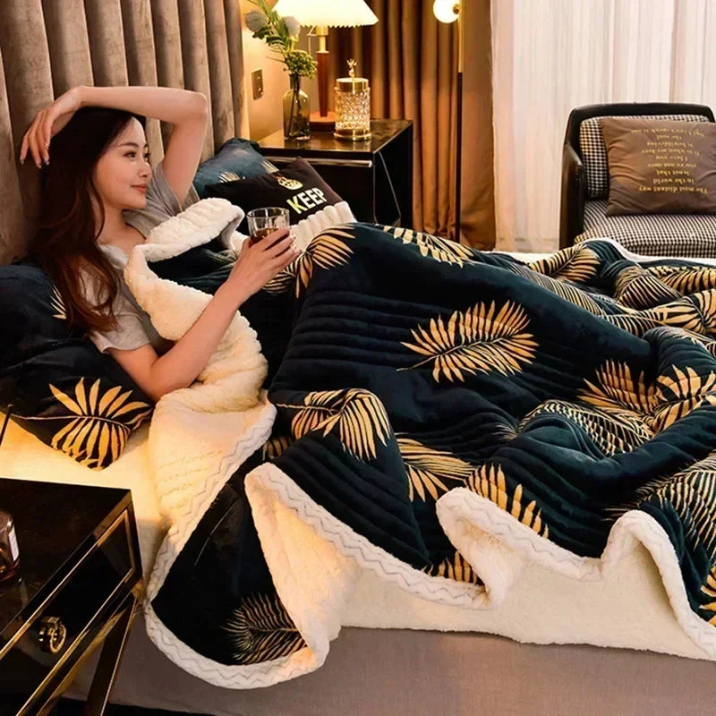 Cozy Floral Sherpa Throw Blanket