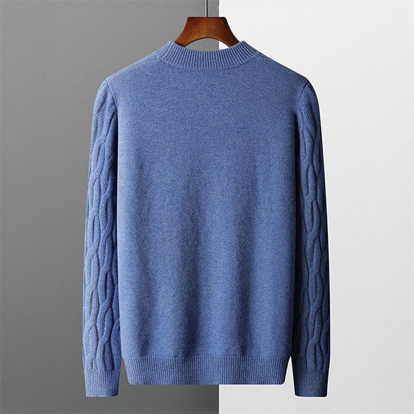 Arthur Cable Knit Mock Neck Sweater | Ribbed Long Sleeve Sweater
