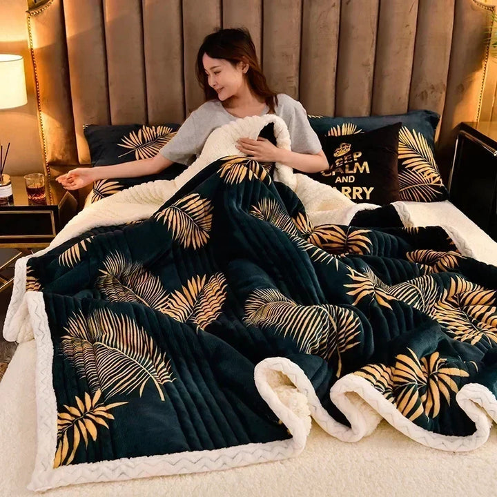 Cozy Floral Sherpa Throw Blanket