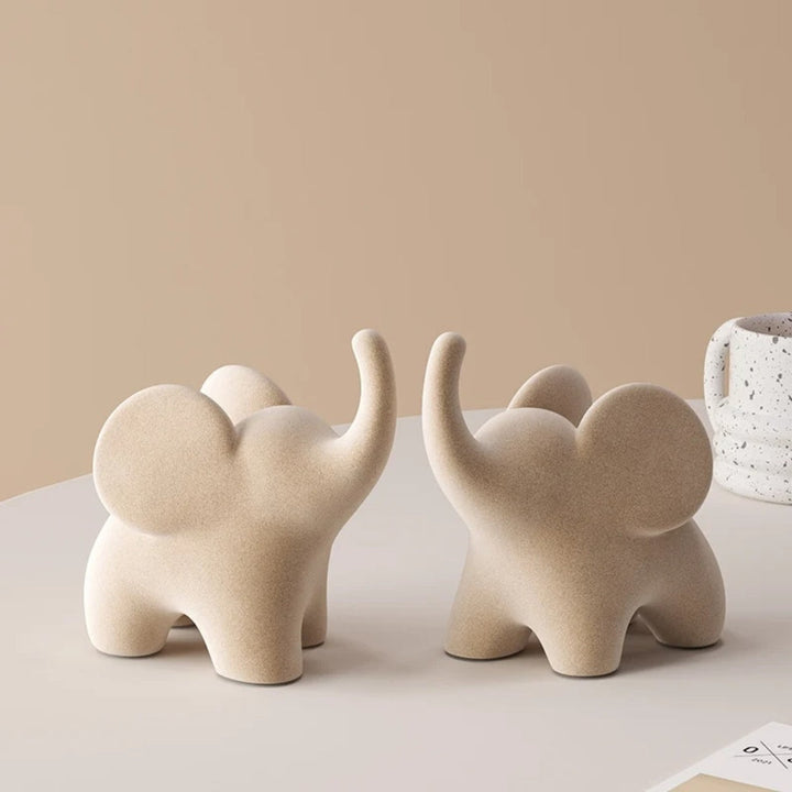 Modern Resin Elephant Figurine With Uplifted Trunk