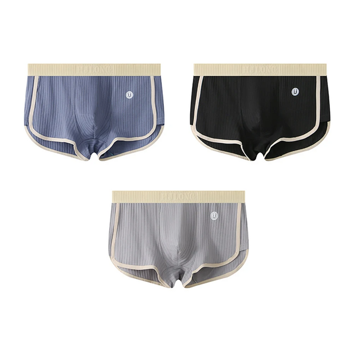 James Fitted Boxer Briefs Three-Piece Set | Ribbed Contrast Trim Men’s Boxer Briefs