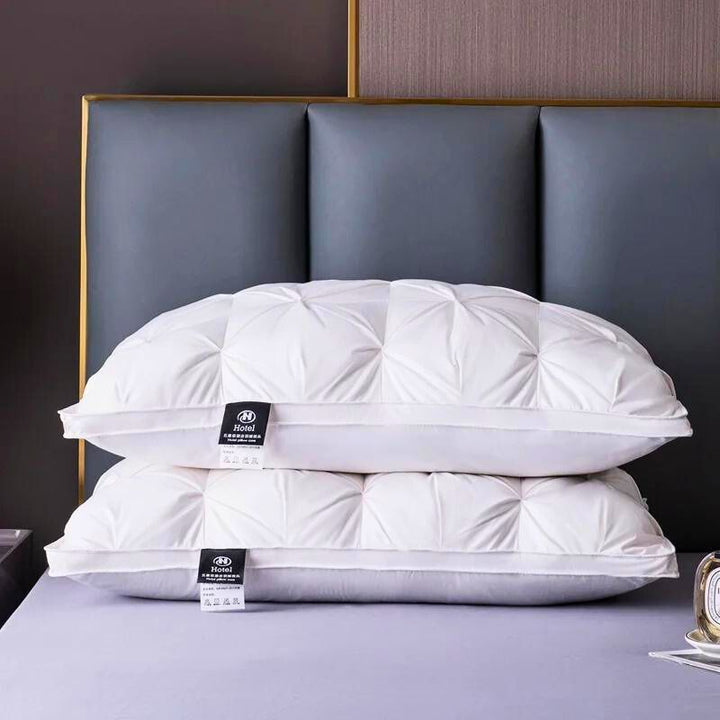 Contemporary Quilted Goose Down Pillow With Silk-Like Fabric