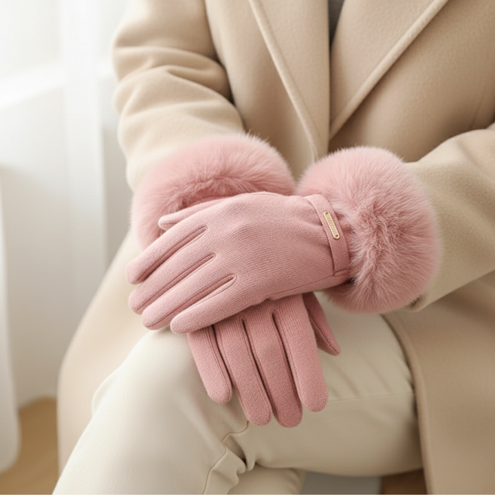 Harper Fitted Gloves | Fur Trim Strap Detail Gloves