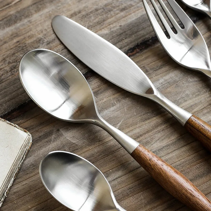 Japanese Wood Handle Flatware Set