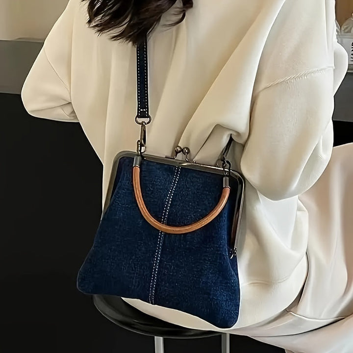 Isla Structured Frame Handbag | Kiss Lock Closure Metal Frame Handbag