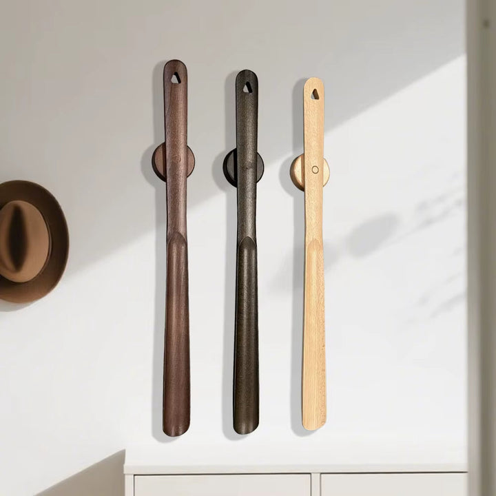 Minimalist Wooden Shoehorn With Magnetic Wall Mount