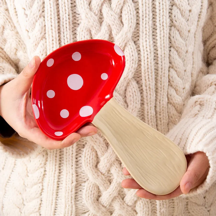 Ceramic Mushroom Spoon Rest With Glossy Finish