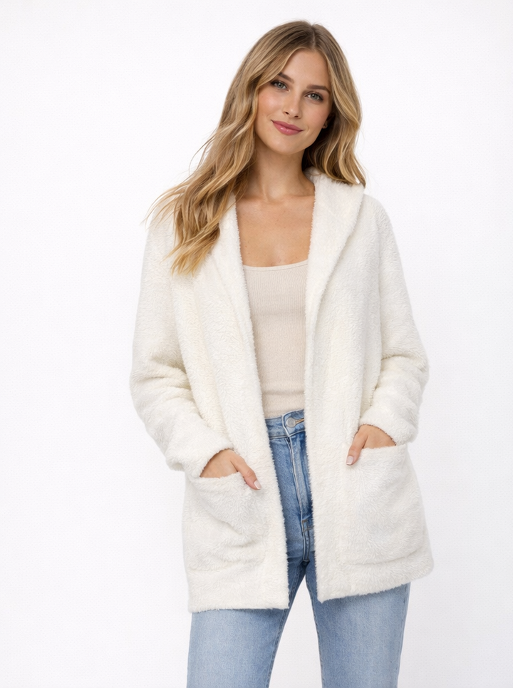 Liora Cozy Hooded Cardigan | Soft Plush Open-Front Cardigan