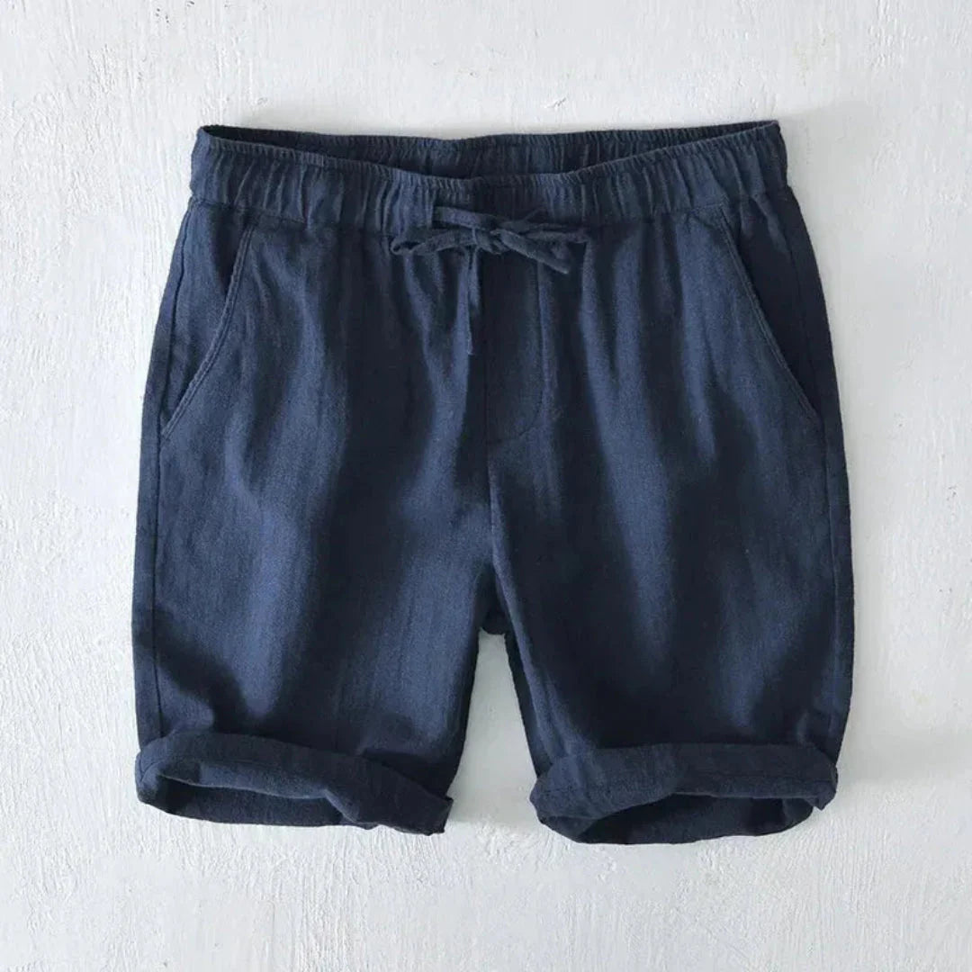 Relaxed Drawstring Shorts with Rolled Hem and Side Pockets
