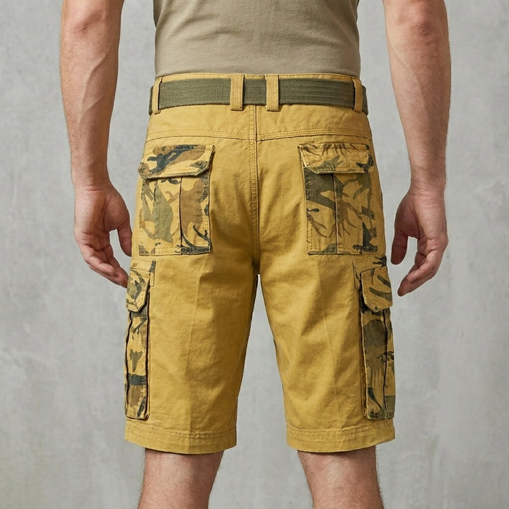 Relaxed Fit Cotton Cargo Shorts with Camouflage Detailing