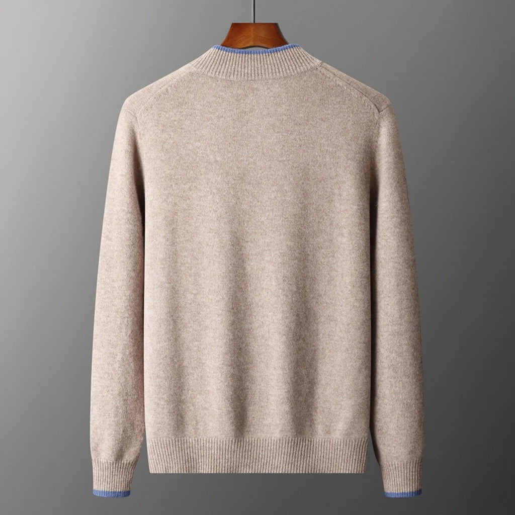Oliver Mock Neck Knit Jacket | Zip-Up Ribbed Trim Jacket