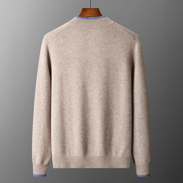 Oliver Mock Neck Knit Jacket | Zip-Up Ribbed Trim Jacket