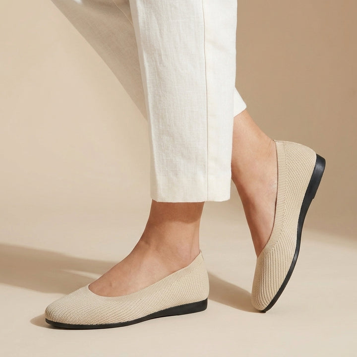 Sophisticated Knit Ballet Flats with Breathable Slip-On Design