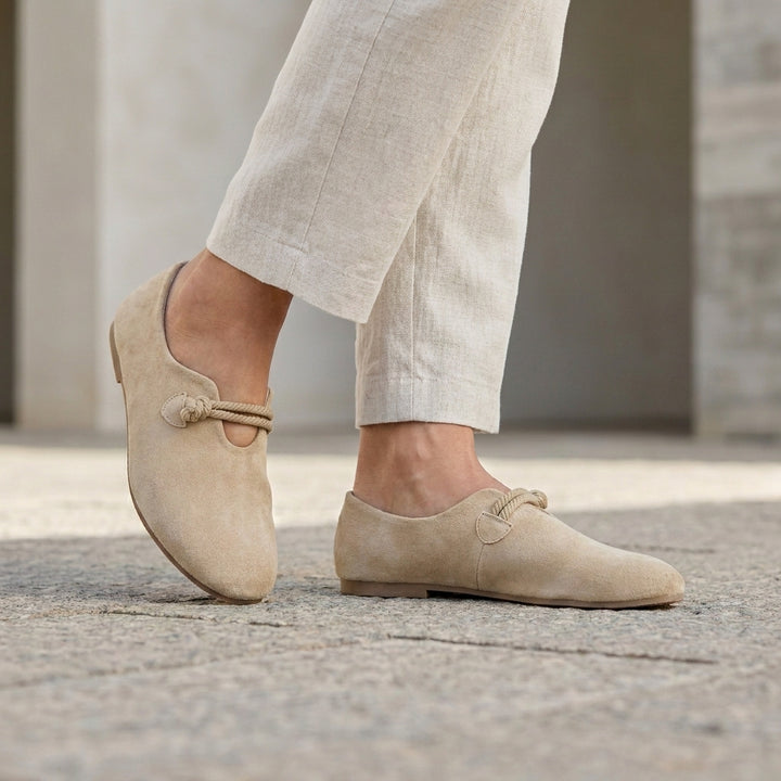 Minimalist Slip-On Flats with Rounded Toe and Braided Strap Detail