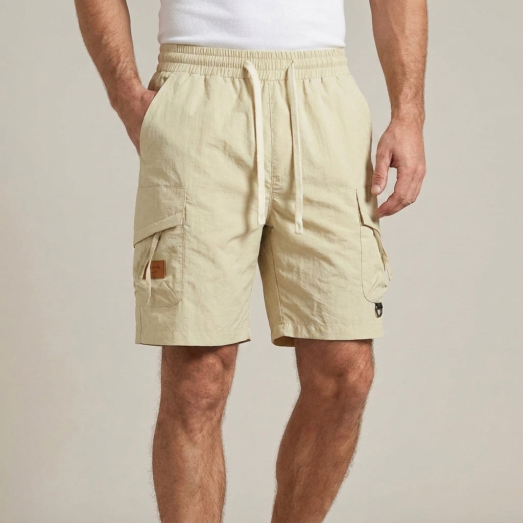 Relaxed Utility Cargo Shorts with Adjustable Drawstring Waist