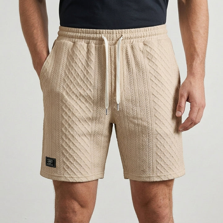 Textured Drawstring Resort Shorts with Relaxed Tailored Fit