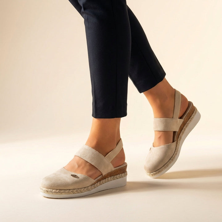 Comfort Slingback Wedge Sandals with Cross Strap Detail and Braided Sole