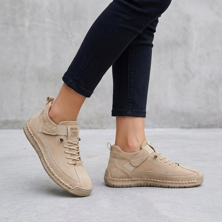 Ankle Sneakers with Whipstitch Detailing and Adjustable Strap
