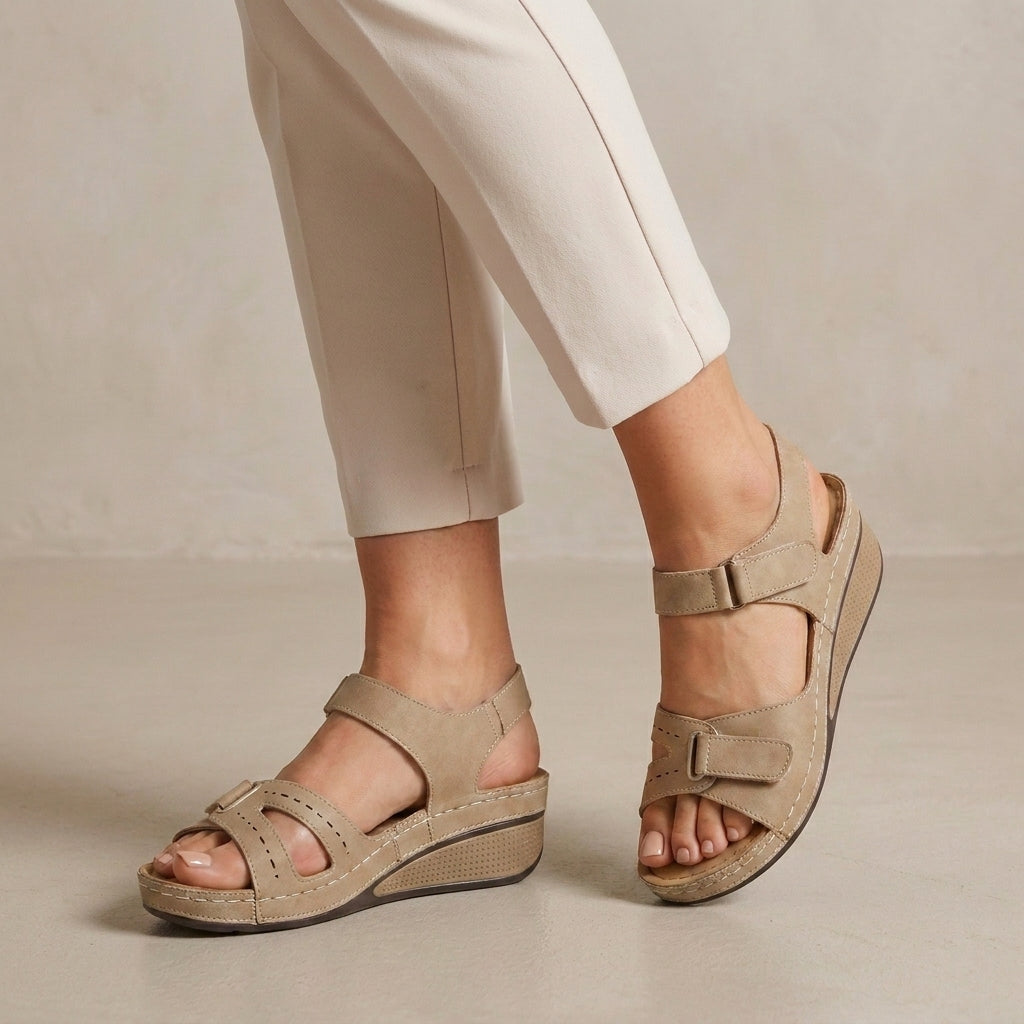 Orthopedic Wedge Sandals with Adjustable Straps and Open Toe Design