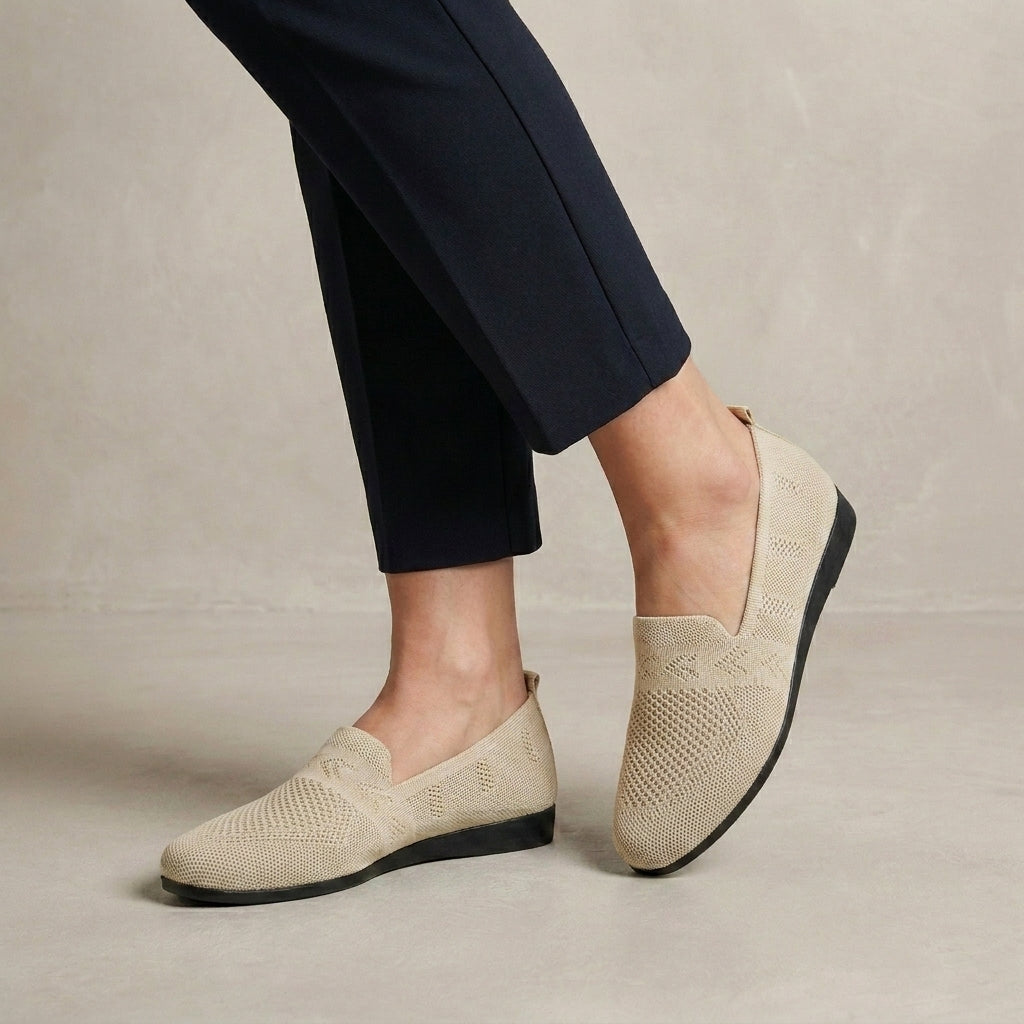 Breathable Slip On Flats with Textured Knit Design and Flexible Sole