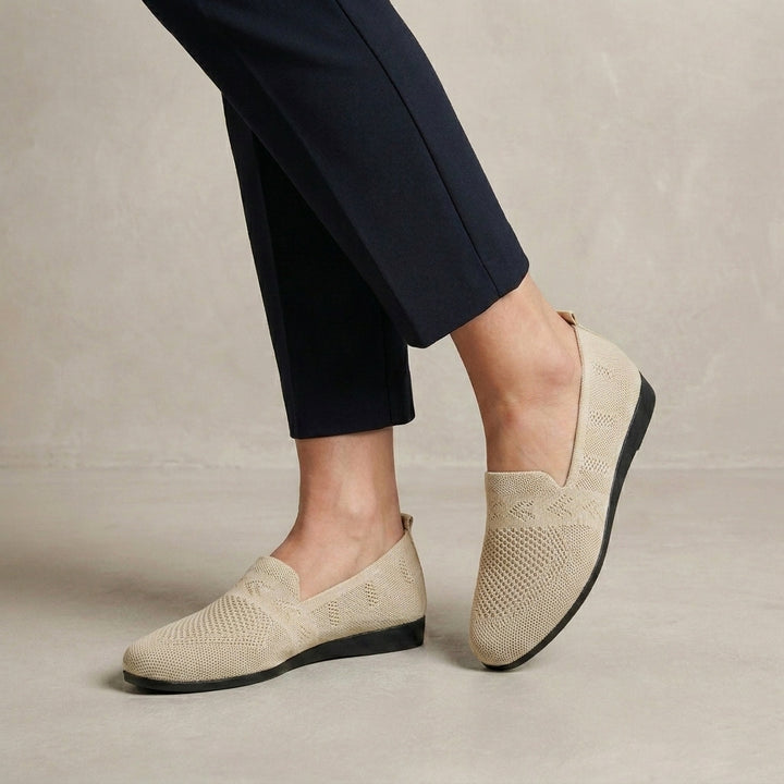 Breathable Slip On Flats with Textured Knit Design and Flexible Sole