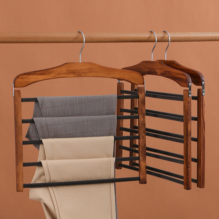 Contemporary Walnut Wood Multi-Bar Pant Hanger