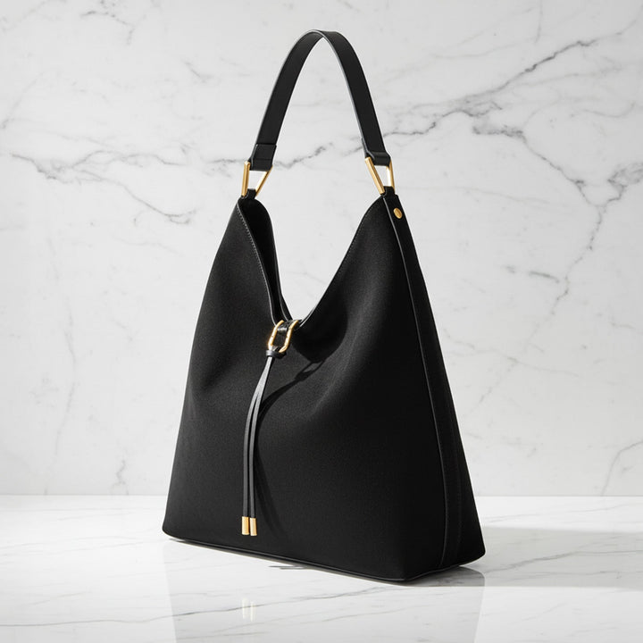 Isla Slouchy Hobo Bag | Drawstring Detail Gold-Tone Hobo Bag