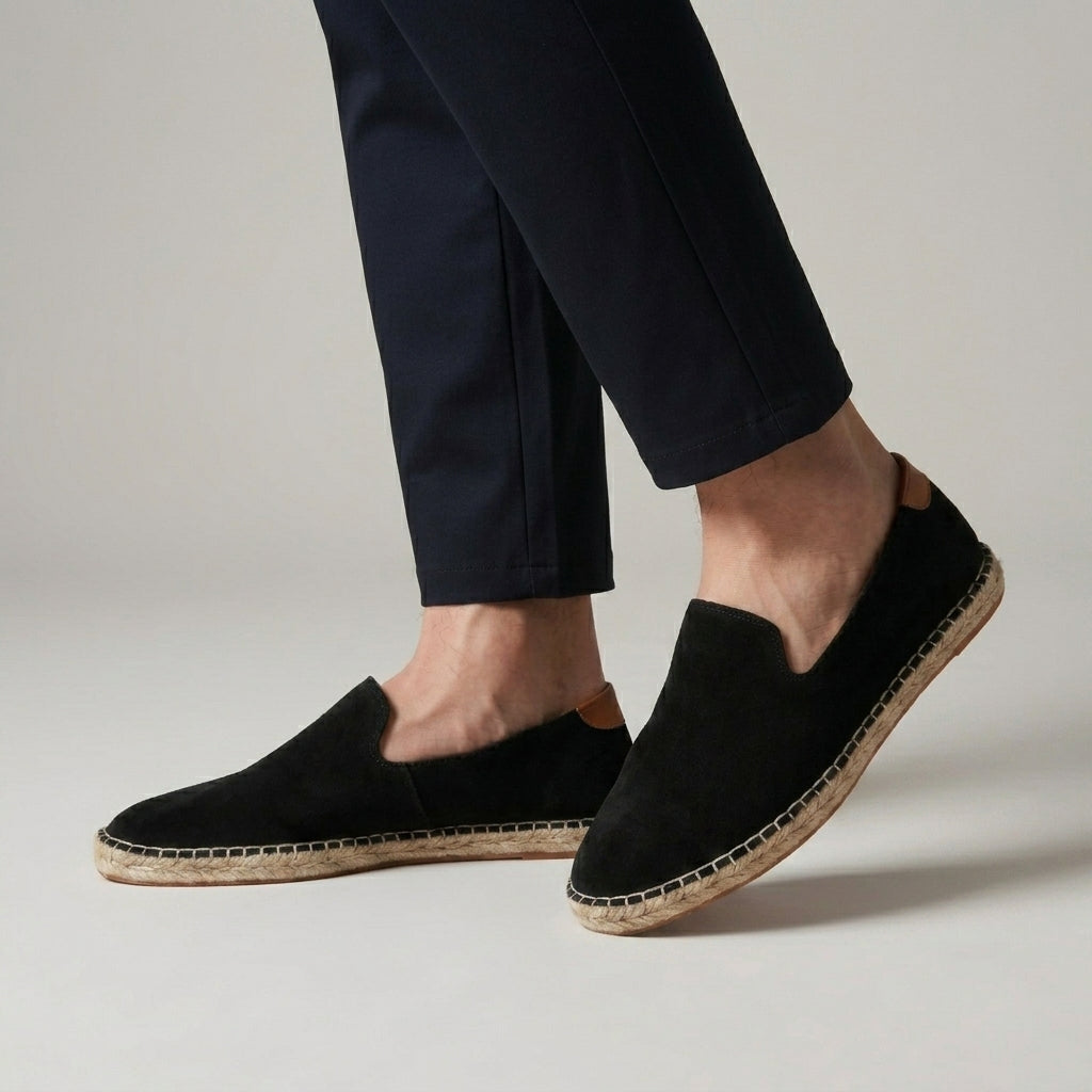 Suede Slip-On Espadrilles with Jute-Wrapped Sole