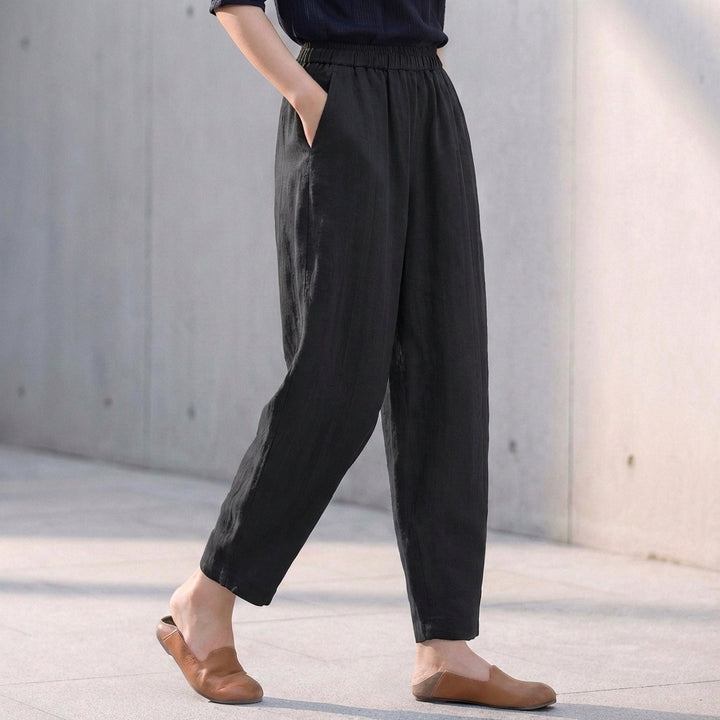 Desiree Relaxed Tapered Ankle-Length Trousers with Pockets