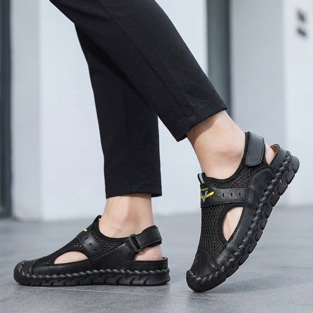 Handwoven Mesh Fisherman Sandals with Adjustable Strap and Rugged Sole