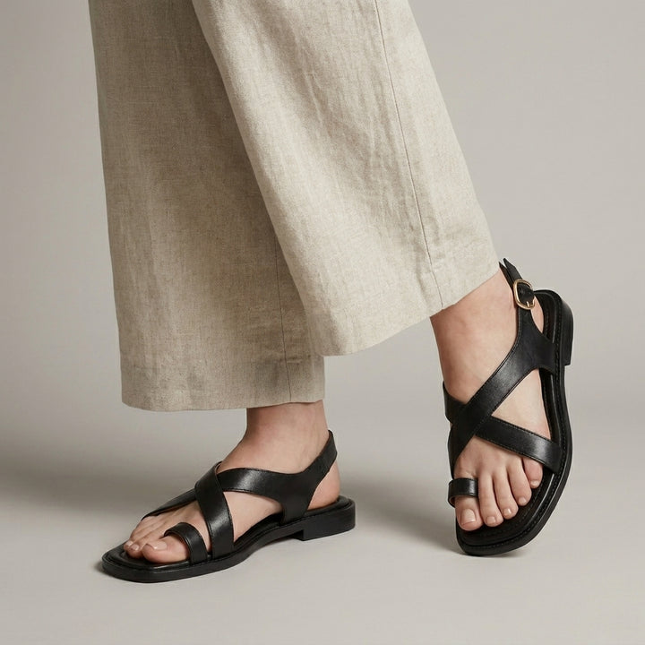Cross Strap Slingback Sandals with Square Toe Silhouette
