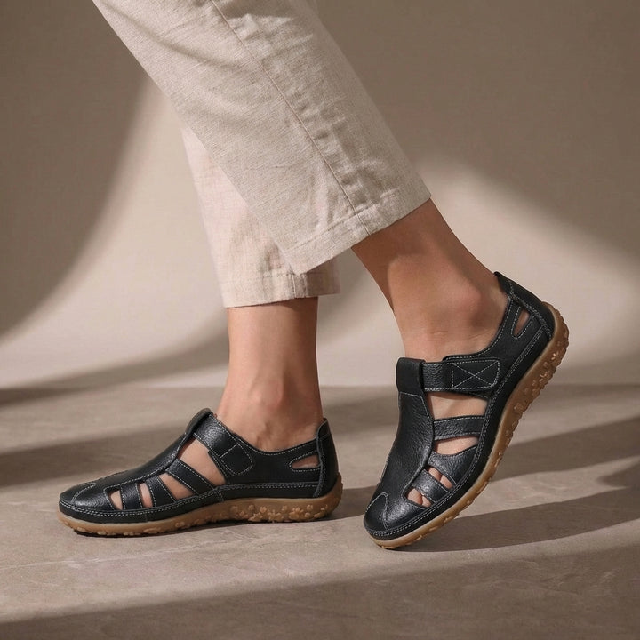 Cutout Orthopedic Flats with Hook and Loop Strap Closure