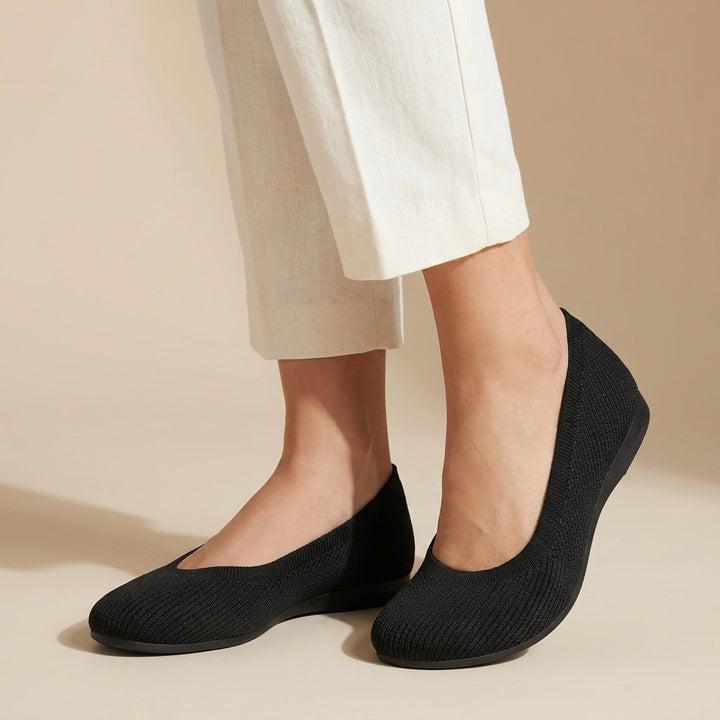 Sophisticated Knit Ballet Flats with Breathable Slip-On Design