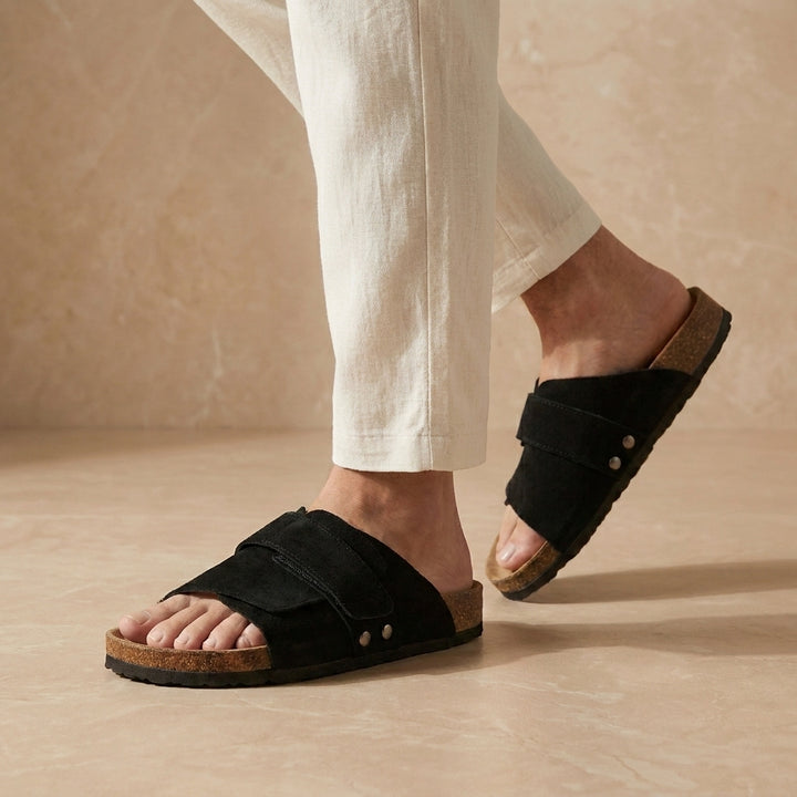 Comfort Slide Sandals with Wide Strap Design and Cushioned Footbed